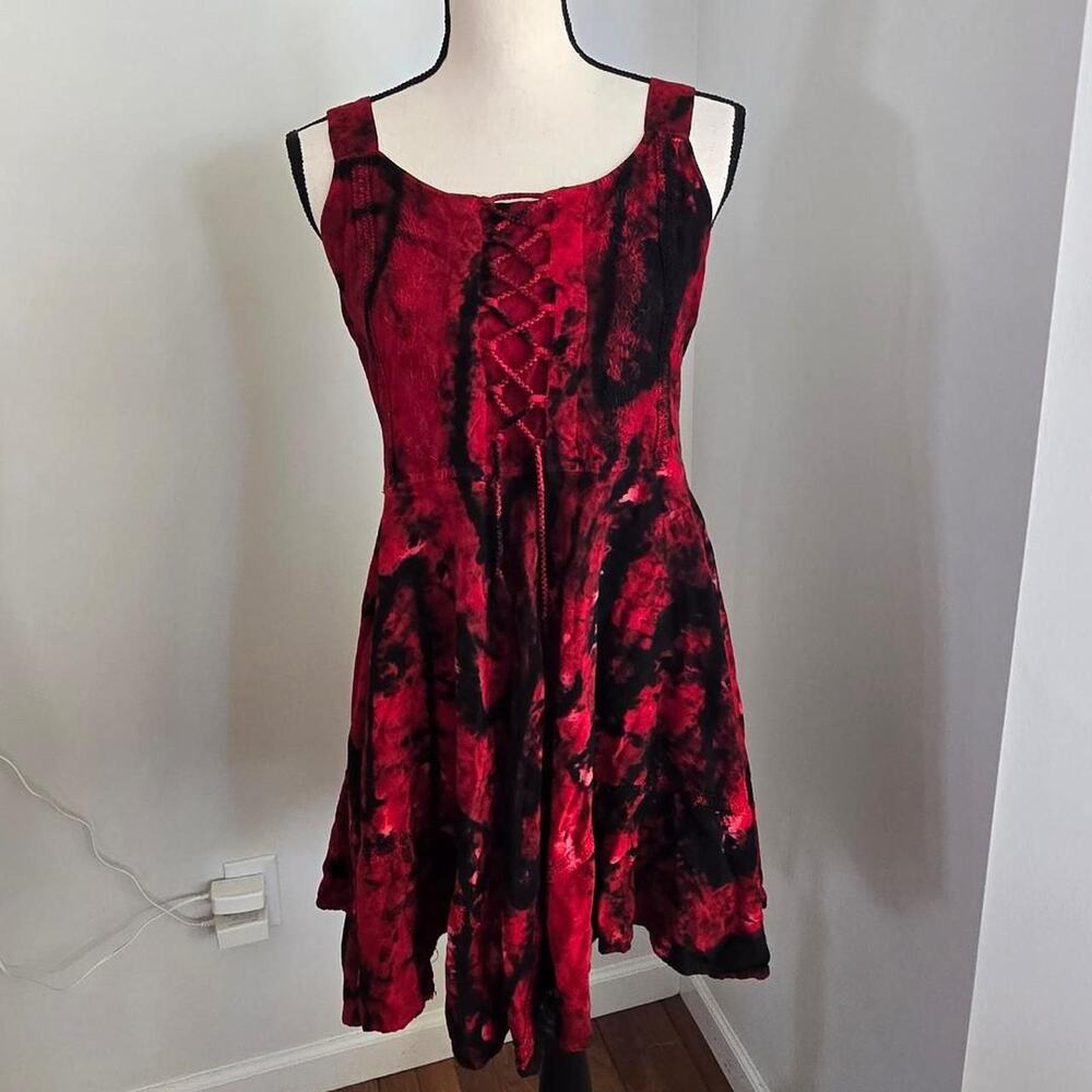 red black boho goth hippie dress osfm